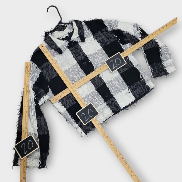 Silver Stream Jacket Womens Size M  Black White Cotton Casual Fringe Edgy Boho - Picture 5 of 12